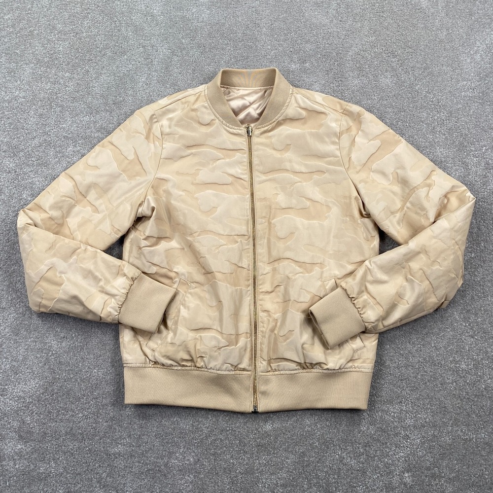 Blanc Noir Full Zip Reversible Camo Bomber Jacket Women's Size S Irish Cream